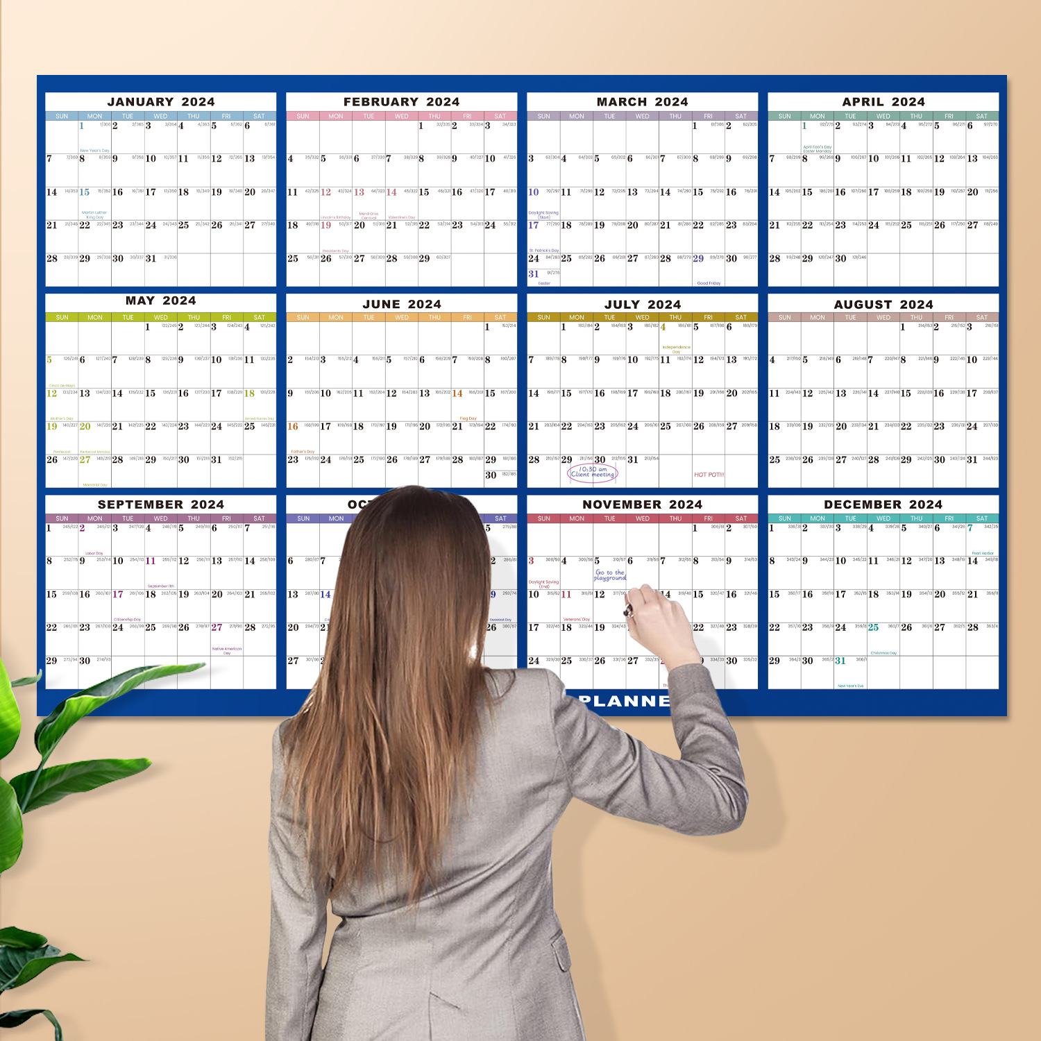 English Erasable Daily Calendar 365-Day Check-in Countdown Chart, Simple Schedule Planner, Wall Calendar