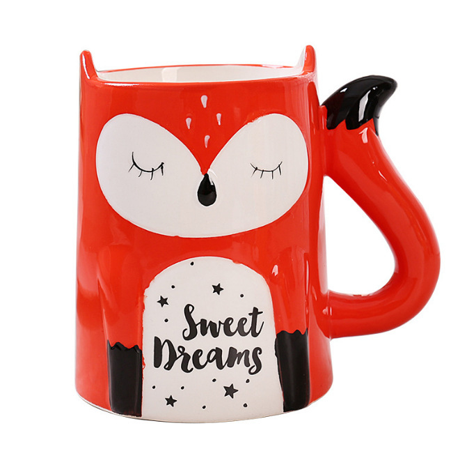 Taza de agua de zorro transfronterizo 3D para animales Taza de desayuno de leche de niños Taza de café de oficina Taza de forma especial