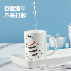創意家用兒童刷牙杯貓的等待漱口杯加厚耐摔帶手柄水杯