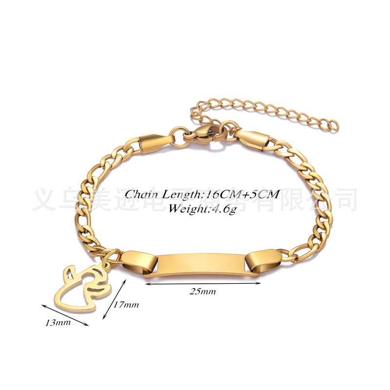 可刻激光雕刻名字不锈钢手链花朵/人物/皇冠/蝴蝶吊坠饰品批发|undefined