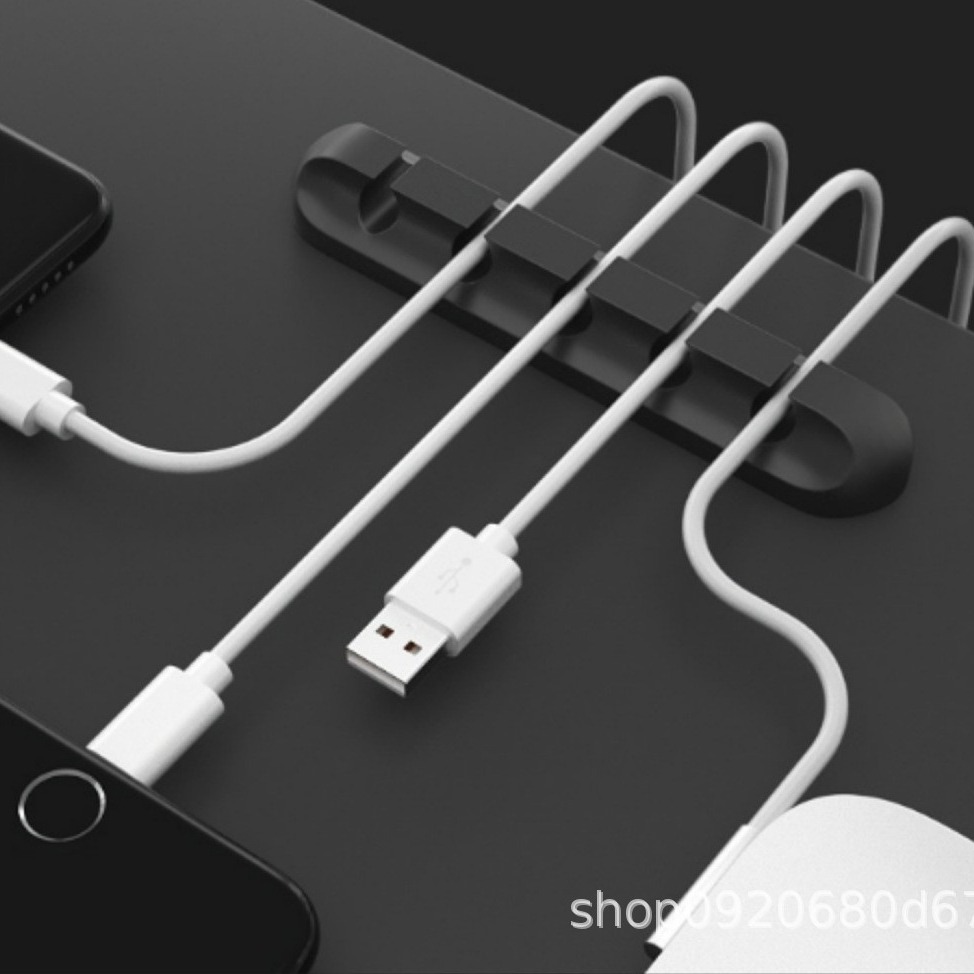 5 agujeros debajo de la mesa rectangular sin huellas de escritorio de almacenamiento de cable de pulgar espiral de cable de carga para teléfonos móviles transfronterizos f