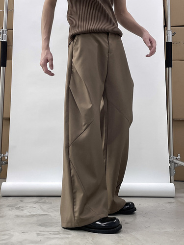 SNEIKLAU niche pleated diamond shape loose casual suit pants high-end wide-leg 3D men's pants