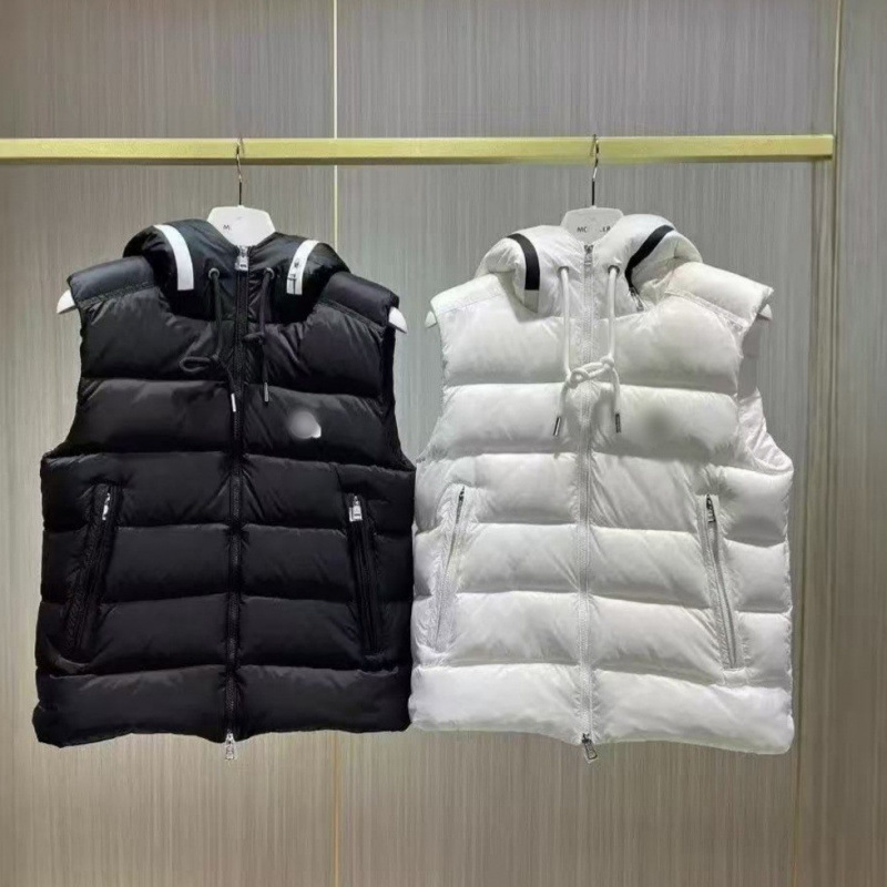Cross-Border High-End Autumn and Winter New Style Hooded Lettered Vest down Jacket for Men and Women, Couple Style, Thickened Warm Vest