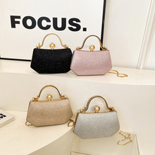 跨境珍珠链条小包包女2025新款闪钻亮面晚宴包洋气百搭女士盒子包