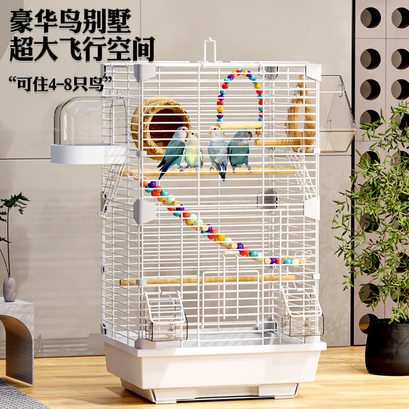 鳥かご、オウムケージ、家庭用虎皮、黒鳳凰、牡丹刺繍目、大型観賞用ヴィラ、金属製の新しい特大スペース|undefined
