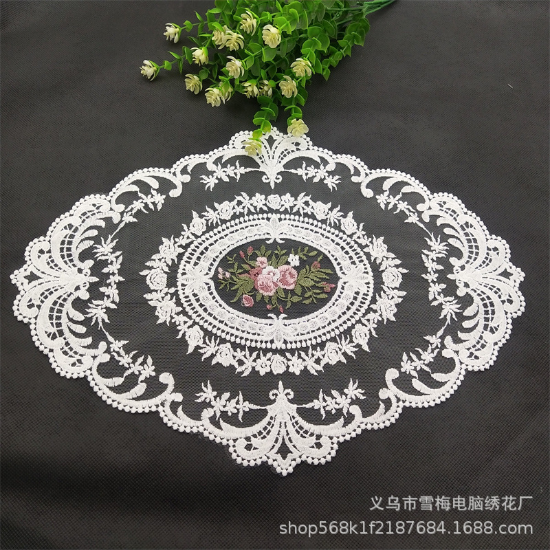 European Style Placemat Embroidered Vintage Lace Coffee Table Mat Dustproof Cover Towel Shooting Props Sofa Mat Decorative Plate Mat Napkin