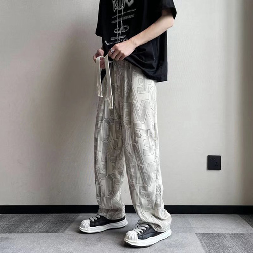 Casual pants men's literary loose type ins Hong Kong style Japanese unvelvet summer fashionable pants ruffled fashion fashion brand pants