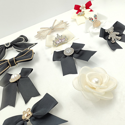 Small French-style bow hole shoe buckle handmade DIY shoe accessories decoration woven ribbon fabric garden shoes matching