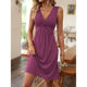 2025 Europe and the United States cross-border Amazon temu sleeveless V-neck design sense chest kink pleated waist dress