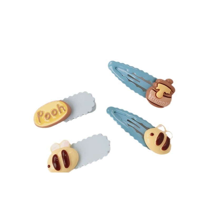 Caricatura serie de abrazaderas de abejas adorables tarjeta de miel de niña clip de corazón BB lateral clip de cabello fruncado clip de cabello tocado