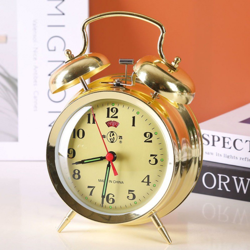 Mecánicos mecánicos de pollo para comer arroz reloj despertador retro nostálgico antiguo metal creativo dormitorio de estudiantes