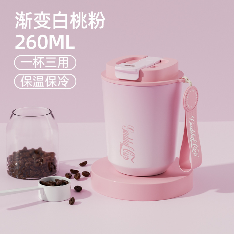 ネットの赤い金の高い顔の値のコップの食品級のステンレスの保温カップの女子学生のストローの双飲の杯の贈り物のコップの卸売り|undefined