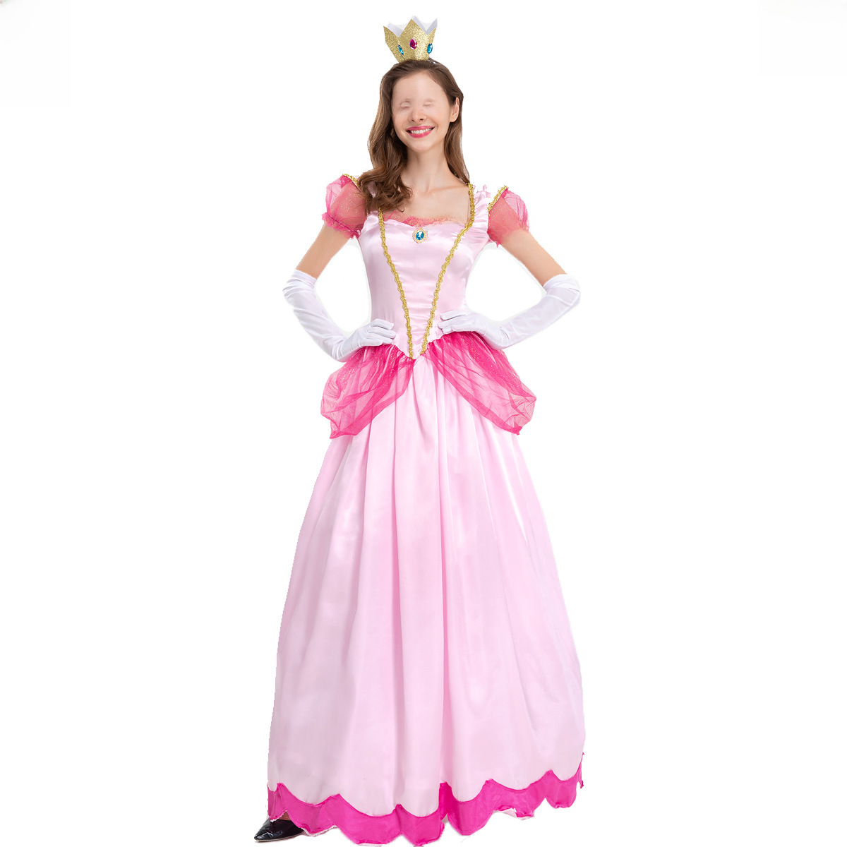 萬聖節Cosplay碧琪公主演出服遊戲超級瑪麗系列 城堡公主服裝S-XL