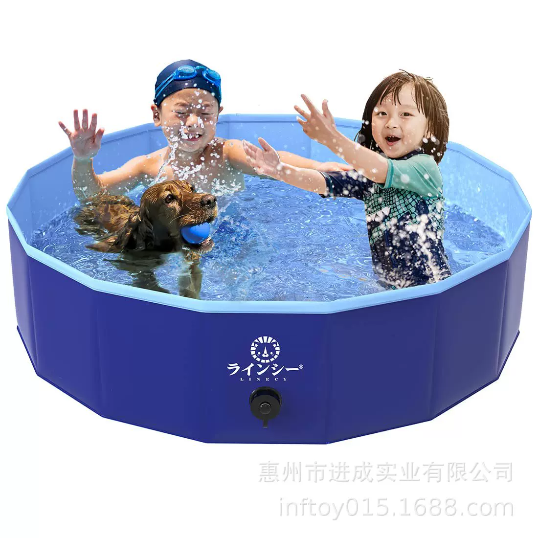 日本外贸尾单宠物用品便携加高折叠PVC户外宠物水池猫狗浴盆泳池