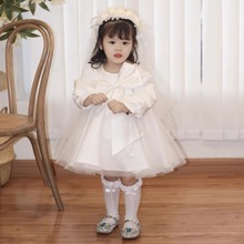 女宝白色礼服裙花童宝宝周岁公主裙纱裙儿童蓬蓬裙连衣裙批发