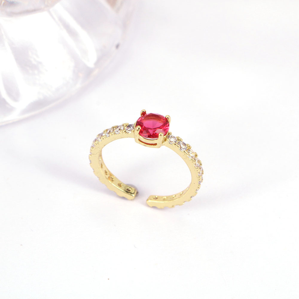 new style round Copper Plating 18K Gold Zircon open Ring