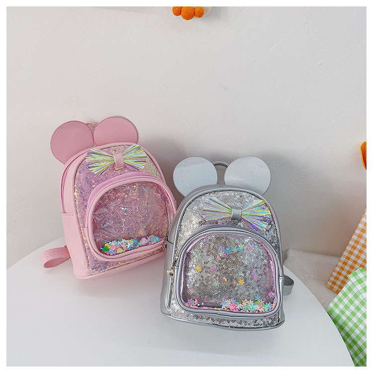 Cute Bow Knot Sequins Square Zipper Functional Backpack display picture 13