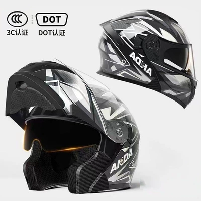 Motosiklet kaskı (dəbilqə) — Vehicle Off-Road Riding Safety Helmets - white-warcraft-dot3c-certified-hd-mirror-m54-56-head-circumference