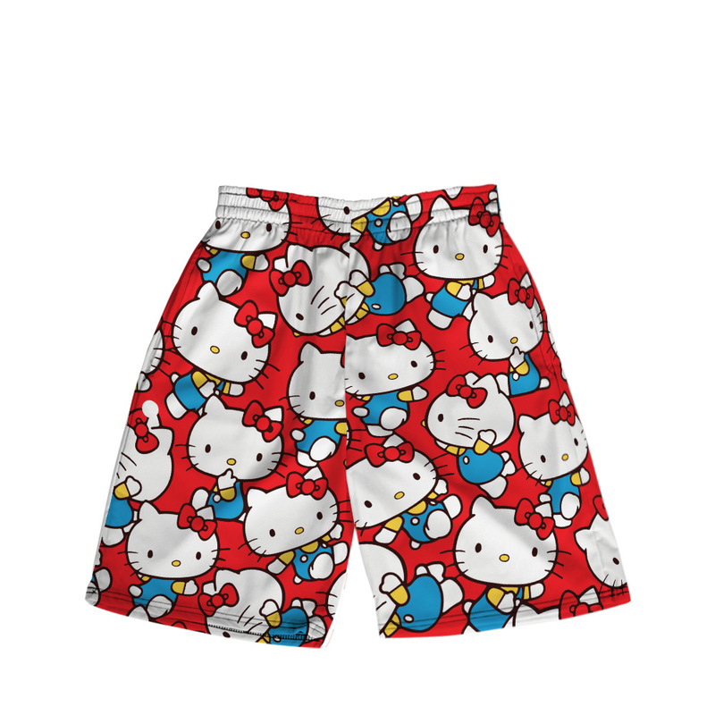 Hellokitty Shorts for Men and Women, Summer Loose Trendy Kt Cat Print Casual Straight-Leg Shorts for Adults