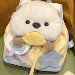 2024小众高级卡通水獭玩偶双肩包百搭通勤大容量背包可爱学生书包