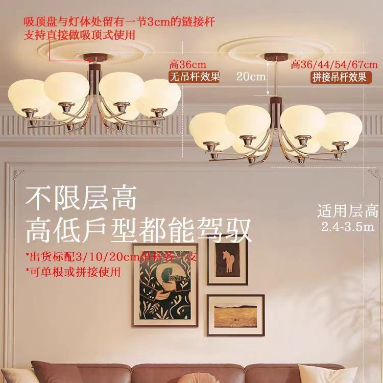 照迎新款法式vintage中古客厅吊灯新中式大气大厅主灯护眼卧室灯|undefined
