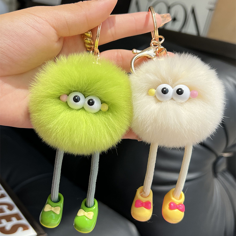 かわいい模造レッキスウサギの長い脚小さなブリケット車のキーホルダーペンダントぬいぐるみバッグペンダントギフト人形人形|undefined