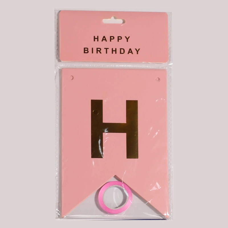 Индивидуальный многоформатный подвесной флаг «Happy Birthday», английские буквы, позолоченные