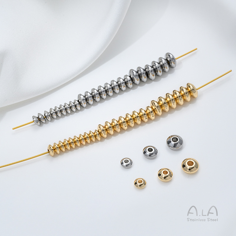 Non-Fading Titanium Steel Abacus Beads, Flying Saucer Beads, Spacer Beads, Bracelet Necklace Jewelry Accessories, Stainless Steel Beading Material