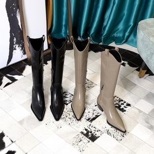 009-6 The new autumn and winter V-mouth boots are below the knee, western cowboy boots, pointy, thin, versatile, thick h