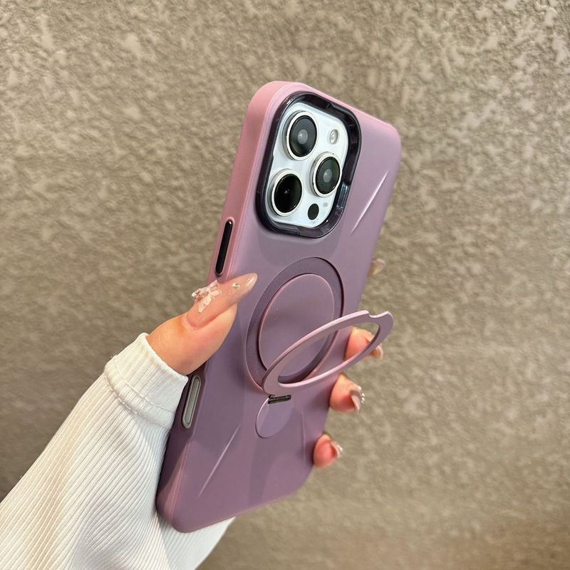 适用iPhone16pro磁吸支架手机壳旋转磁吸苹果15pro磨砂肤感保护套|undefined