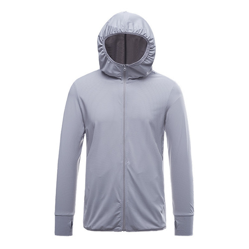 Summer outdoor sun protection clothing thin ice silk breathable anti-UV long-sleeved jacket outdoor skin sun protection clothing men's fashion