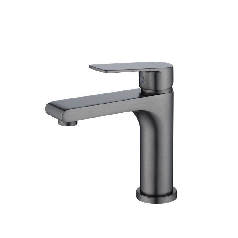 Toda la pistola de cobre, lavabo de baño simple y alto gris, grifo de agua fría y caliente, gabinete de baño, lavabo, grifo de una sola mano, hogar