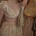 安妮的故事书 法式宫廷风帝政裙印花蕾丝连衣裙棉质 春夏女设计感