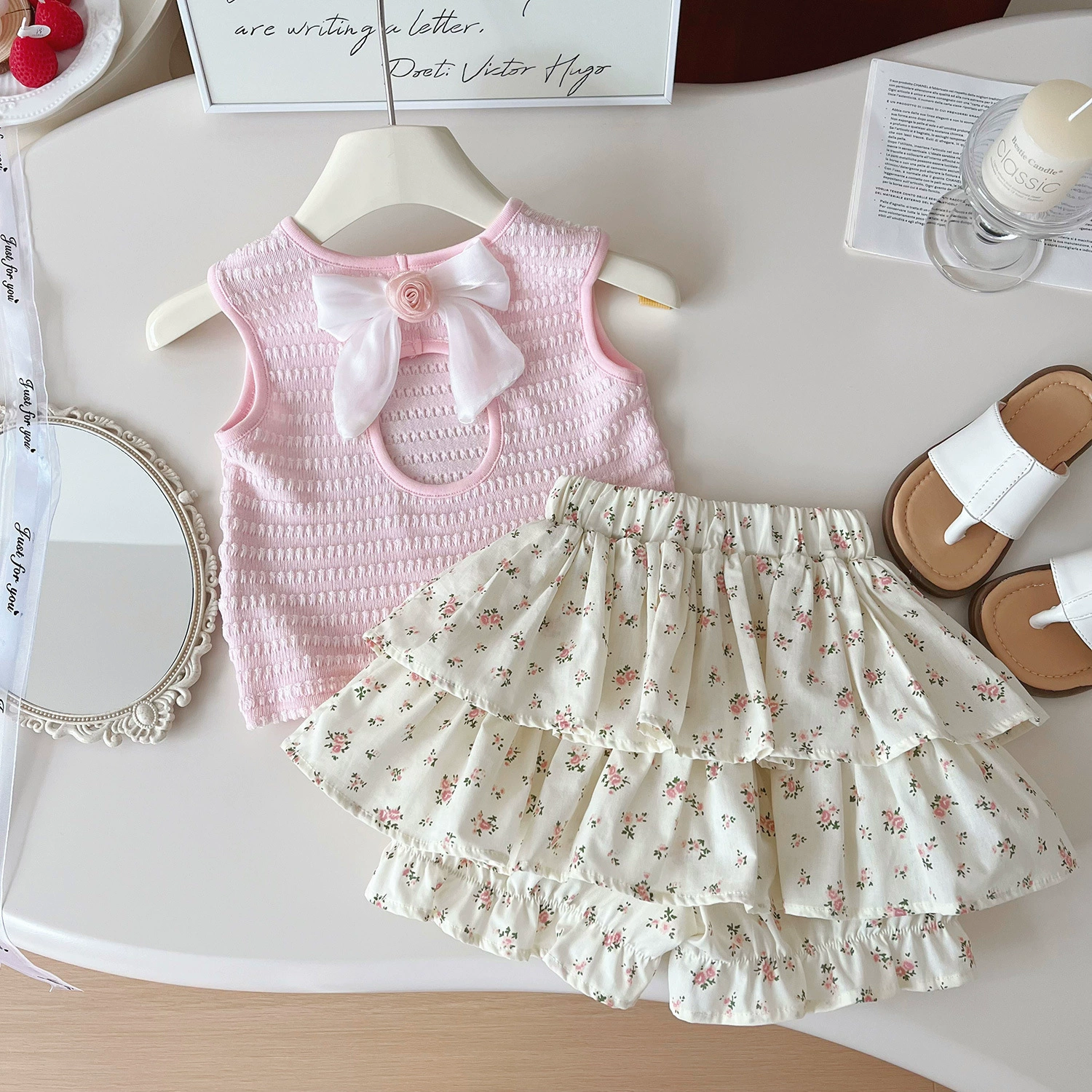 Summer vest, mini-skirt, cute set for friend, Korean style
