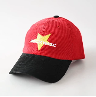拼色刺绣五角星软顶灯芯绒棒球帽男女同款小众休闲百搭时尚鸭舌帽