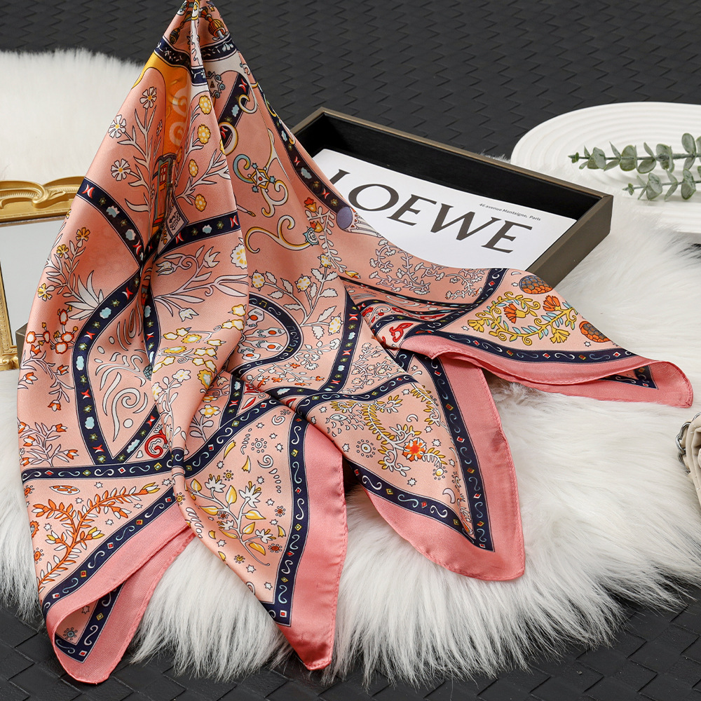 Pañuelo de seda de imitación floral francés 70 bufanda de seda de todo fósforo decoración de camisa bufanda de seda bufanda de cuello chal recuerdo multifuncional