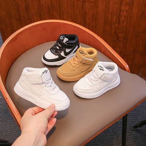  Children's Mid-top Sports Shoes Boys Classic Casual Sneakers Girls Mid-top White Shoes Baby Shoes