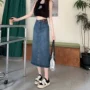 高腰后开叉包臀半身裙子