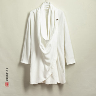 2024 autumn new Chinese style men's cotton and linen long windbreaker new Chinese casual loose coat a generation of hair