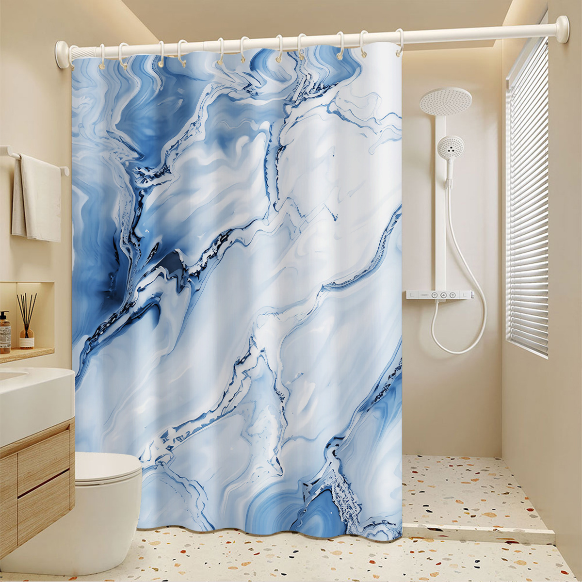 Easy-to-install Bathroom Wet/dry Separation Waterproof Mildew-proof Shower Curtain, Anti-oil Fume Curtain For Homestay_voghion.com