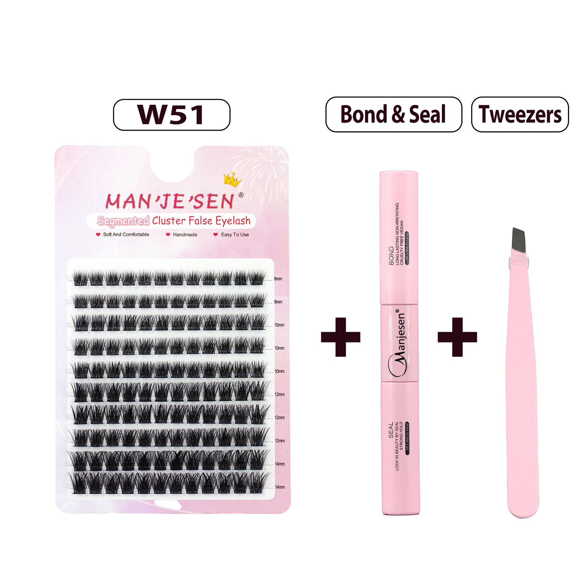 W51 + (pegamento de doble cabeza + pinzas rosadas)