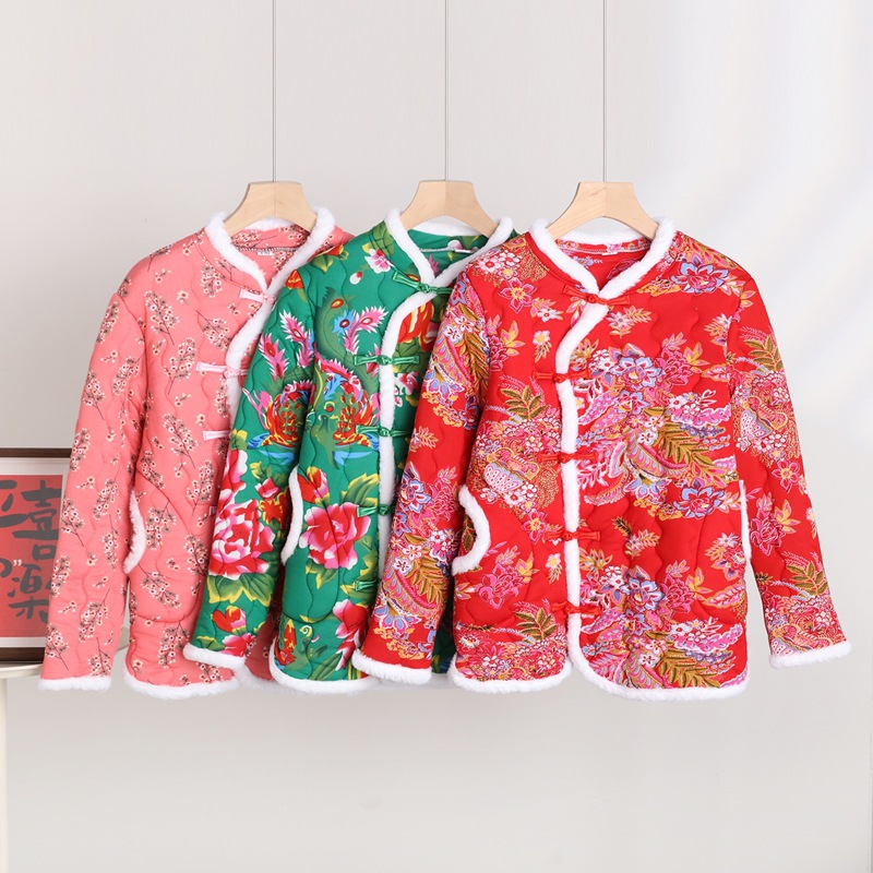 网红东北大花棉袄妈妈装冬季加厚棉衣国潮复古民族风碎花棉服女