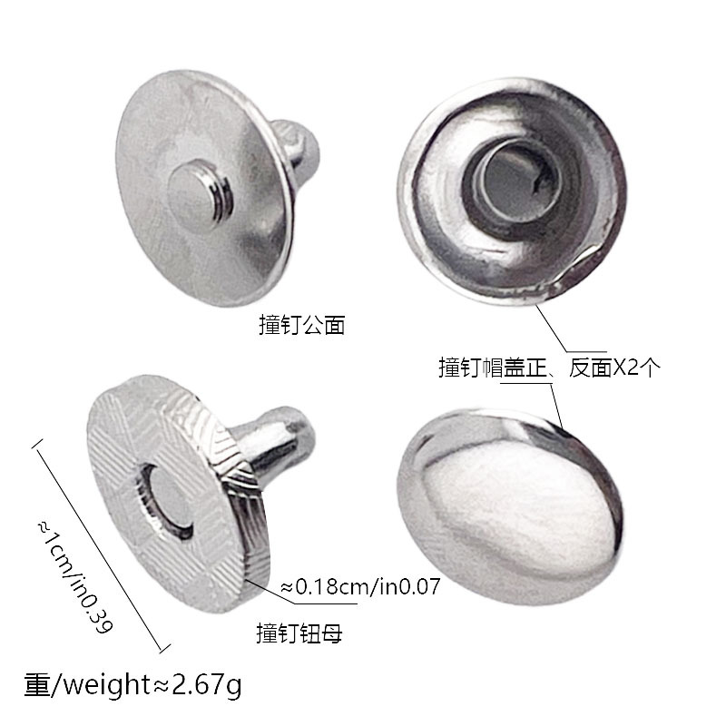 Hebilla magnética de hierro, diseño cosido invisible, tipo madre-hijo, 100 unidades, venta directa de fábrica