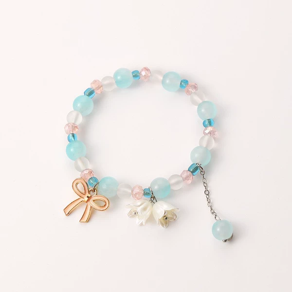 Blue bracelet with bow, orchid