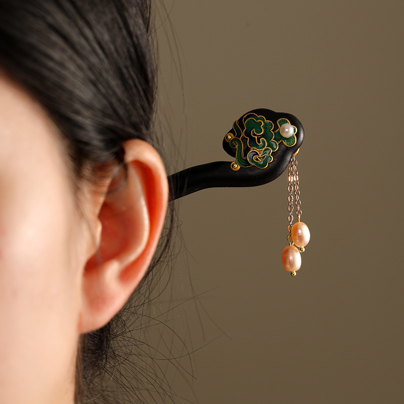 A85 양면 구름 진주 물방울 [흑단]