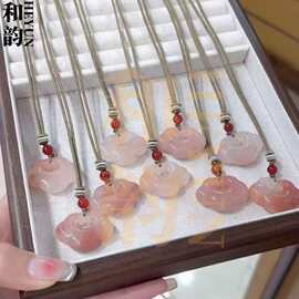 447天然新疆金丝玉吊坠桃花酿祥云锁项链平安扣玉石坠子无事牌玉