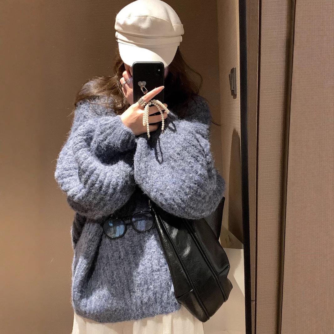24 Dongpuyuan linterna de comercio exterior manga agujero suéter grande flojo suelto delgado chaqueta de punto