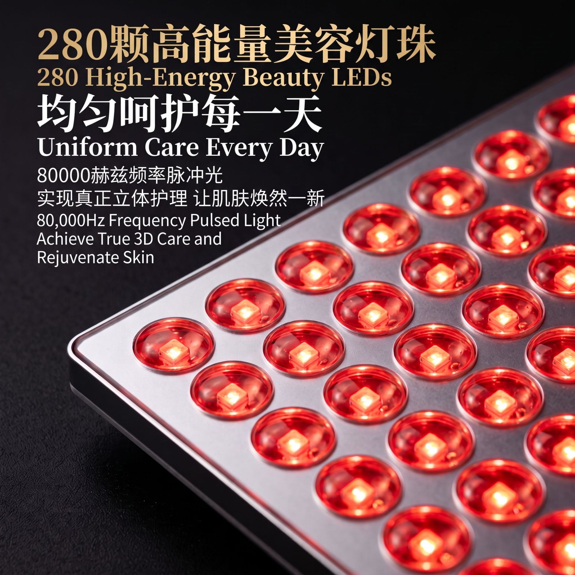 Dispositivo de Belleza LED Facial de 10 Modos de Vidrio Templado y Metal para Uso Doméstico