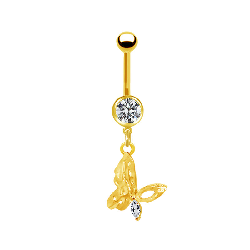 Navel Belly Button Ring With Butterfly Pendant Piercing Jewelry_voghion.com