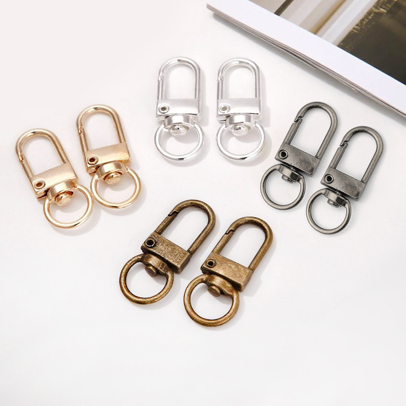 Zinc Alloy DIY Small Door Buckle Electroplated Keychain Rotating Ring Bag Accessories DIY Jewelry Accessories Dog Buckle Ready Stock